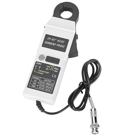Clamp Current Probe Tester, AC DC Wide Range 1mA to 400A Measurement with 200KHz Bandwidth 23mm Jaw Auto Zero Oscilloscope Compatible for Electronics Lab Machined 1 Pack