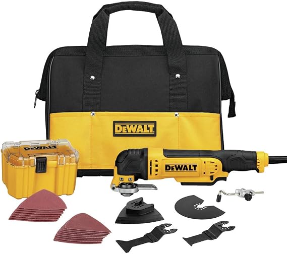 DEWALT Oscillating Tool, 3-Amp, Corded, Includes Wood Blades, Sandpaper and Tool Bag (DWE315K)