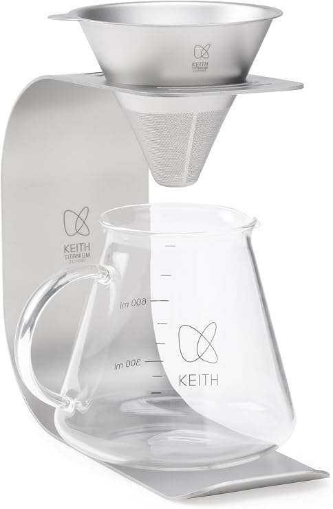 Keith Ti3612 Grade 1 Pure Titanium FlavorGuard Pour-Over Coffee Kit