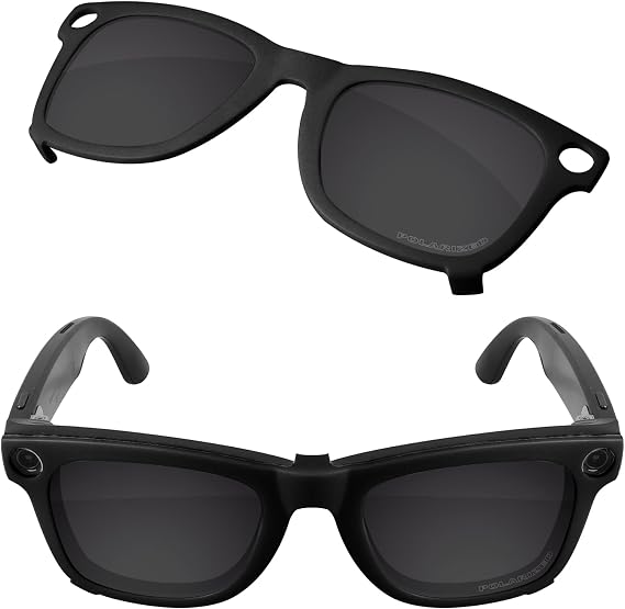 Polarized Clips for Ray-Ban Meta Wayfarer RW4006 (Size M 50-22), Protect Your Eyes for Men & Women - Black Frame - Solid Black