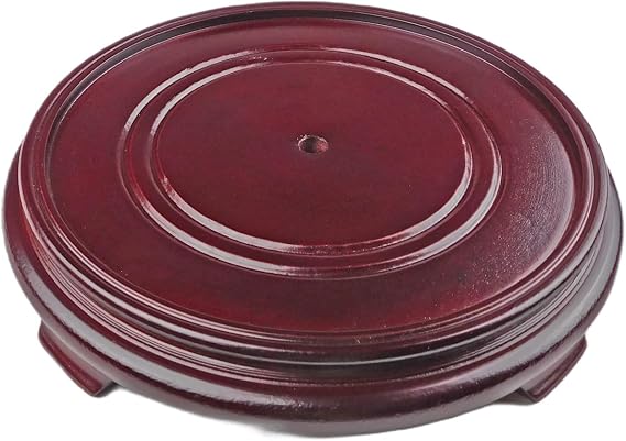 Oriental Furnishings Dark Red Mahogany Porcelain Vase Stand (7.0" W x 2" H)