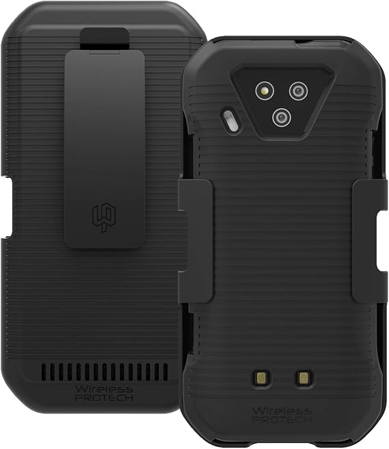 Case with Clip Compatible with Kyocera DuraForce Ultra 5G Phone Model E7110 (Verizon), Heavy Duty Rotating Belt Clip Holster and Durable Slim Case Combo (Black)