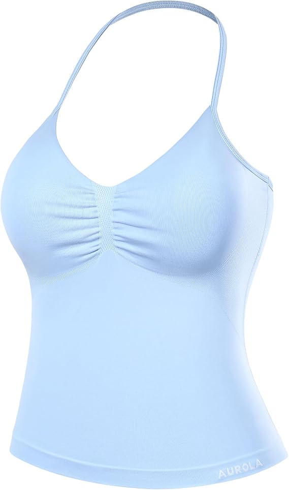 AUROLA Influence Longline Strappy Workout Halter Tops for Women,Removable Cups Padded Bras Impact Gym Yoga Sleeveless Top