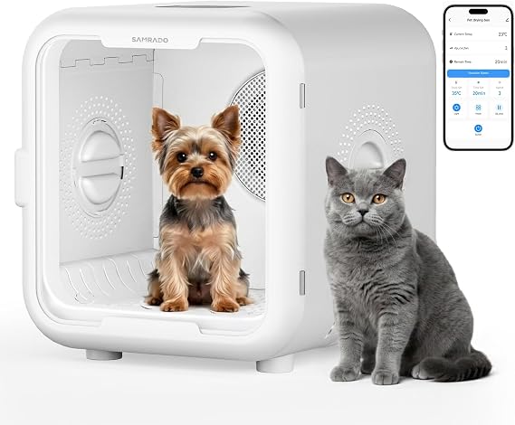 68L Quiet Pet Dryer Box, 3-Side Airflow & App Control, 6 Modes