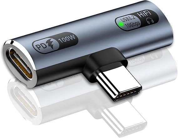 USB C Splitter,2 in 1 Dual USB C Headphone and Charger Adapter | 100W PD Fast Charging 10Gbps Data Transfer with DAC Chip for iPhone 16/15 Series,Galaxy S24,iPad,MacBook(Gray)
