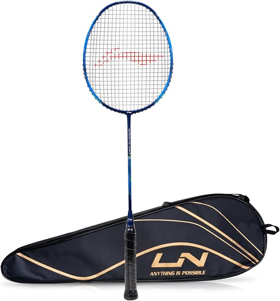 Li-Ning G-Force Carbon Fiber Superlite Max 9 Carbon Fiber Strung Badminton Racket with Free Full Cover (Navy/Blue, Weight: 80 gm)