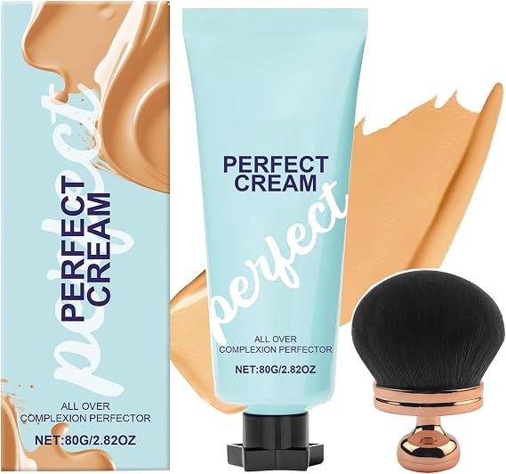 All over Complexion Perfector with Extra Large Body Makeup Brush, Body Full Coverage Perfector, Tattoo Cover up Cream, No Transfer, Long-Lasting Sweat-Proof Waterproof Concealer for Women (Natural)