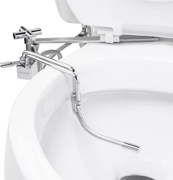 Brondell SMB-15 Side Mounted Manual Bidet Attachment for Toilet Seats with Adjustable Sprayer and Water Pressure, Thin Profile, Chrome (Ambient Temperature)