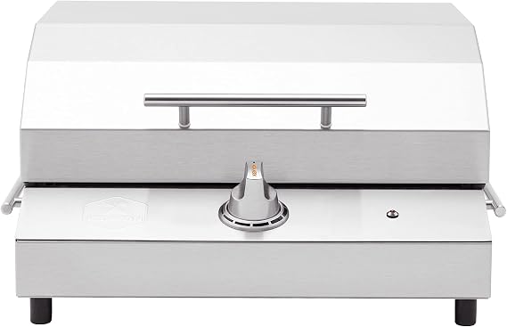 Kenyon G2 Portable Tabletop Electric Grill, 1440W Single Burner, Stainless Steel Body, Cast Aluminum Grate, UL Approved Grill For Indoor And Outdoor Use, Removable Lid, Dishwasher Safe, 120Volts