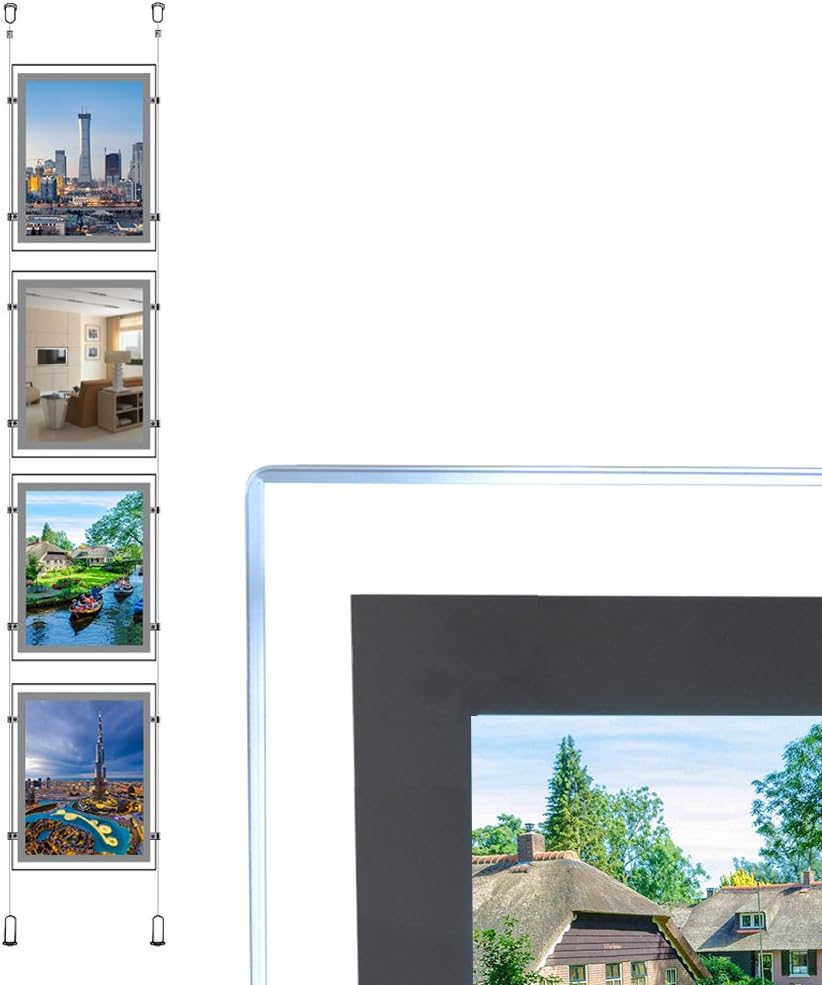 A4 Portrait Real Estate Window Hanging Led Sign Holder Display Light Box 4pcs hanging in one column