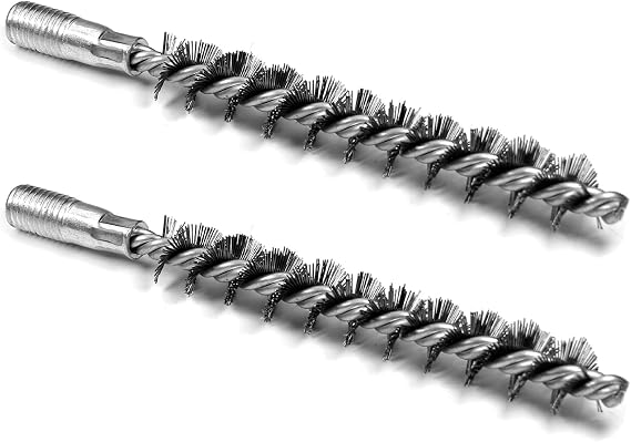 Utoolmart Steel Wire Tube Cleaning Brush, Round Chimney Cleaning Brush, M12 Threaded Interface Cleaning Brush, 18mm Diameter 160mm Length, 2pcs
