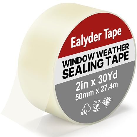 50mm x 27.4m Yards Transparent Window Weather Sealing Tape, Clear Window Draft Isolation Sealing Film Tape, Window Insulation Surface-Safe for Doors