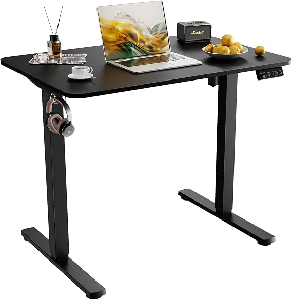 Small Standing Desk, 35"x24" Height Adjustable Sit-Stand Home Office, Black | Electric Adjustable Standing Desk, Sit to Stand Computer Office Desk with Splice Board, Memory Preset, Lifts 28.7''-46.5"