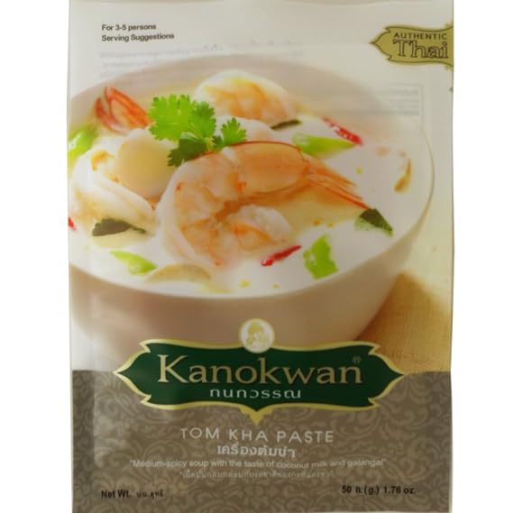 Tom Kha Curry Paste Thai Authentic Herbal Food Net Wt 50 G (1.76 Oz.) Kanokwan Brand X 10 Bags