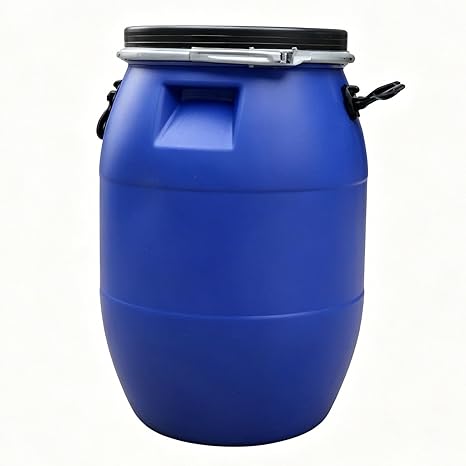Plastic Drum with Lid,Blue Large Plastic Barrel,Open Top Barrel Drum Keg with Lid and Latch Ring, Farms Water Storage Barrel,Air Tight,for Transporting/Shipping(100l)