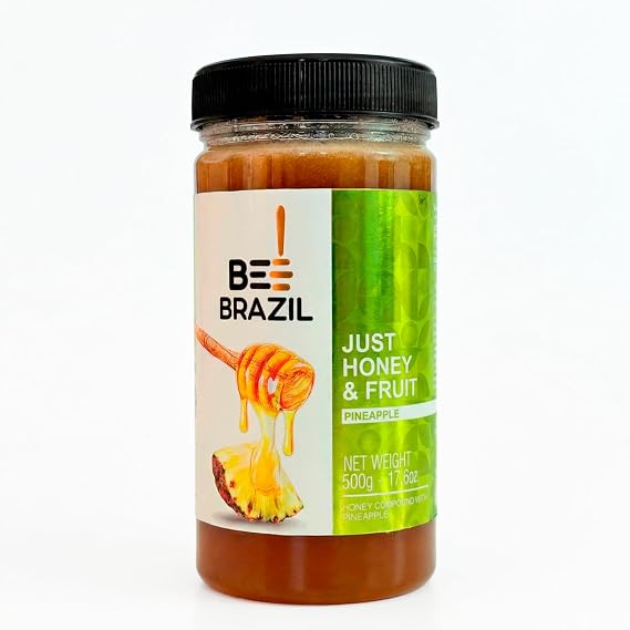 BEE BRAZIL Just Honey & Fruits - Honey with Pineapple | Naturally Sweet, Healthy, and Delicious | A Perfect Alternative to Jam | No Added Sugars or Additives | 17.6 oz