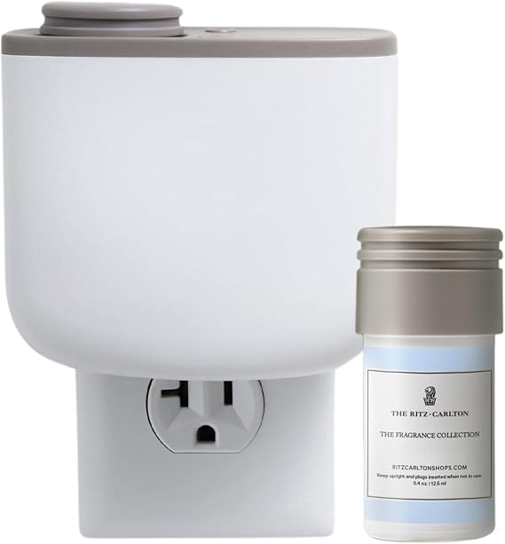 The Ritz-Carlton Mini Home Diffuser & Fragrance Refill - Plug in Wall Diffuser - Luxury Hotel Collection - Scent Notes of Citrus, Cloves, Magnolia, Water Lilies, Patchouli - Magnolia Wood