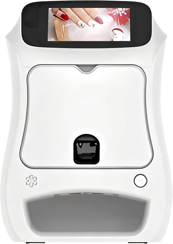 3D Automatic Smart Nail Machine Nail Printer, 20 Seconds Painting Digital Mobile Nail Art Printer with Touch Screen Display for Home and Nail Studio White
