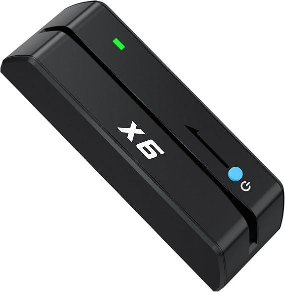 X6 BT Bluetooth Magnetic VIP Card Reader Writer USB 3 Tracks Swipe Encoder [Upgraded Black Version]