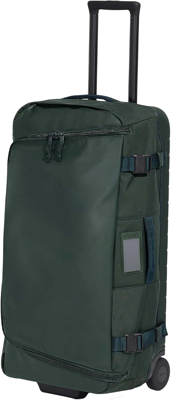 Away Active Rolling Duffle, 85L Wheeled Travel Duffle Bag | Rolling Duffle with Wheels, Adjustable Handle, Interior & Exterior Pockets, Weather Resistant Foldable Luggage, Forest Green