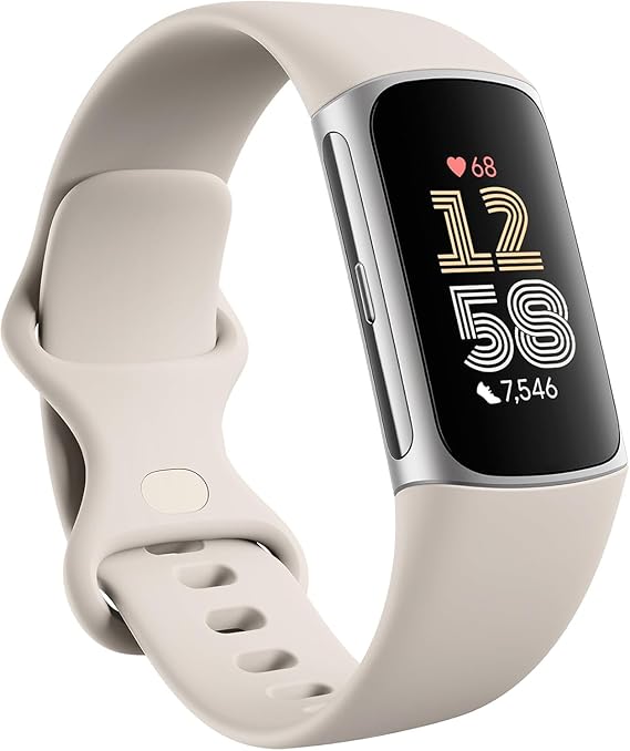 Fitbit Charge 6 Fitness & Activity Tracker with Heart Rate Monitoring, Google Maps & Wallet, Advanced Health Insights, Sleep & Activity Tracking, S & L Bands Included (Porcelain/Silver Aluminium)