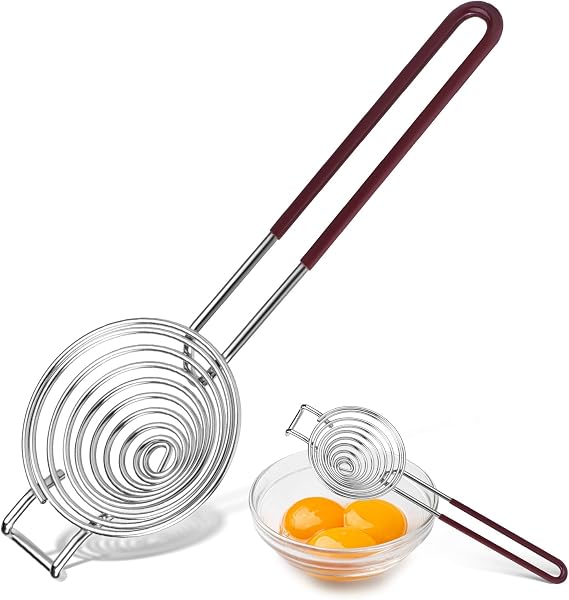 Egg Separator, Stainless Steel Egg Yolk White Separation Tool Long Handle Egg White Separator Tool for Baking, Cooking, and Kitchen Essentials