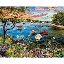 White Mountain 1000 Piece Jigsaw Puzzle Scenic Spring Sail Boat Puzzles with Large Pieces Gift for Adults and Family 24"x30" - Quiet Harbor
