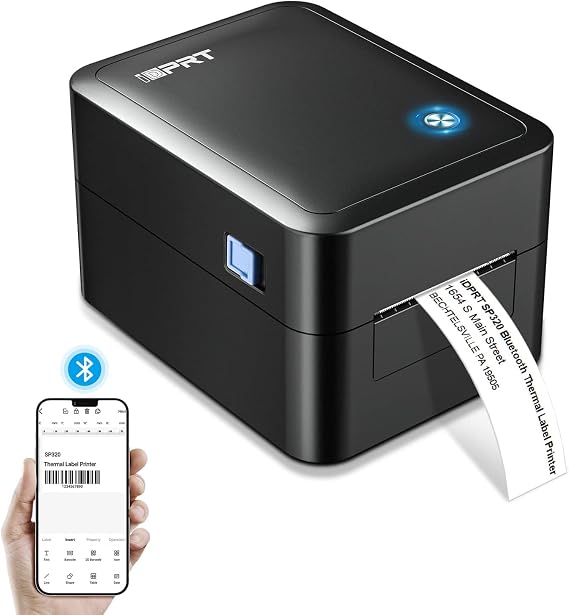 iDPRT Label Maker, Thermal Barcode Printer with No Bound Consumables, Bluetooth & USB Connection, 140pcs/min Speed, Customizable App, Supports Various Sized 1"-3.15", Label Printer for Small Business