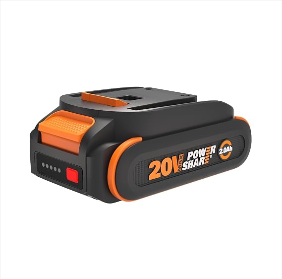 WORX 20V 2.0Ah Lithium-ion Battery 1 pc, WA3669 | WORX PowerShare, Intelligent Battery, Stays Cool, 360 Cell Protection, Charge-Level Indicator