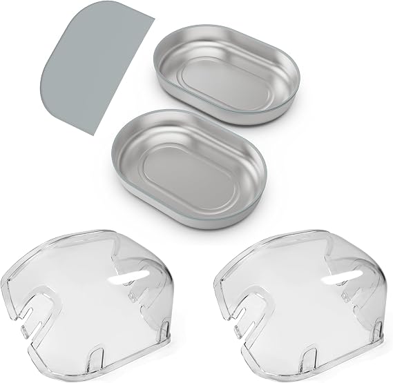 Stainless Steel Bowl & Mat Set and Rear Cover(2 Pack) for Automatic Microchip Cat Pet Feeder