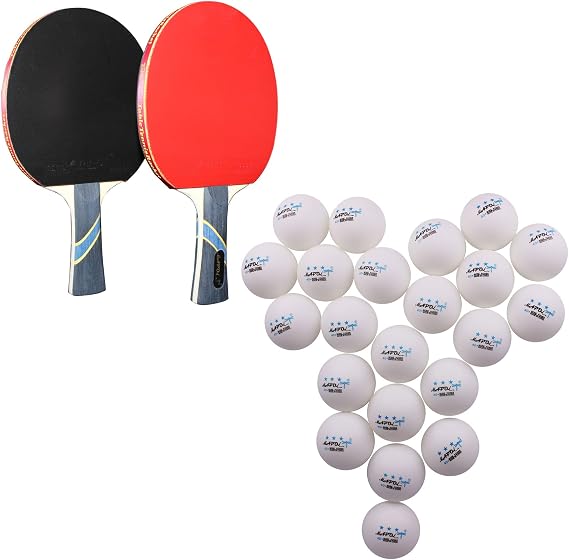 MAPOL 22 White Table Tennis Balls Bundle with 2 Pack Ping Pong Paddles Set