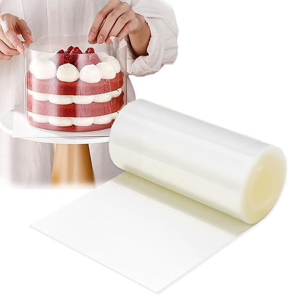 Cake Collars, Transparent Cake Rolls, 4 x 394inch Acetate Cake Collar Roll DIY Acetate Sheet Transparent Chocolate Mousse Collar Surrounding Edge Decorating Cake Strips for Baking Cake Decorate