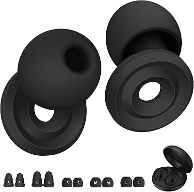 Bandiction Ultra-Comfy Silicone & Memory Foam Ear Plugs for Sleeping, Noise Reduction 33-38dB, 5 Pairs Ear Tips SML