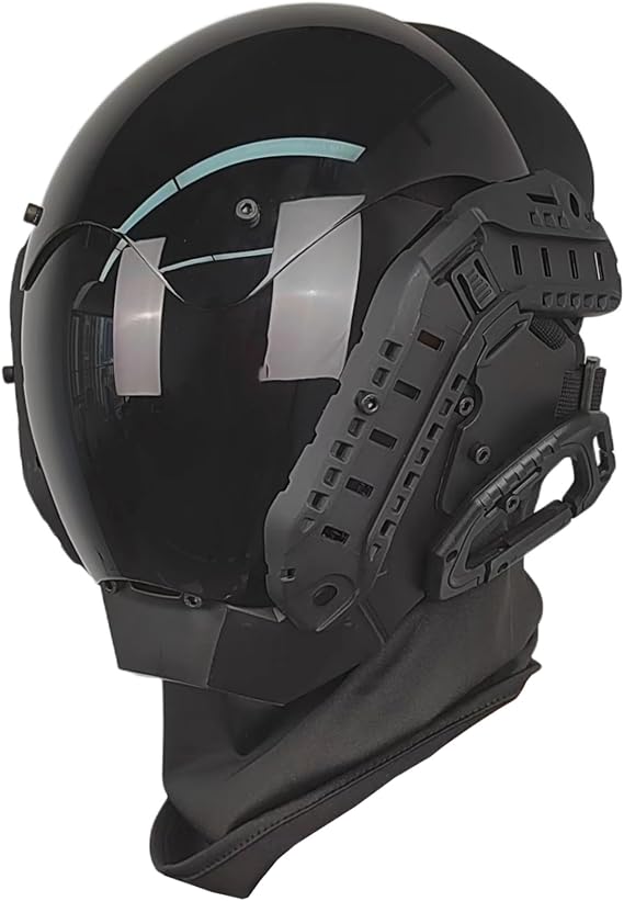 Cyberpunk Mask with Guide Rail Futuristic Mask PC Decorative Punk Mask with Face Mask Cyber Mask Cyberpunk Helmet Cosplay Mask for Cosplay Party Halloween Music Festival