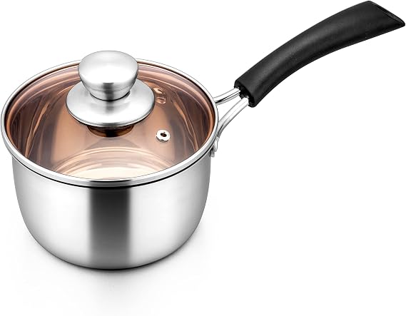 LIANYU 1QT Saucepan with Lid, Stainless Steel Sauce Pan, Induction Ready