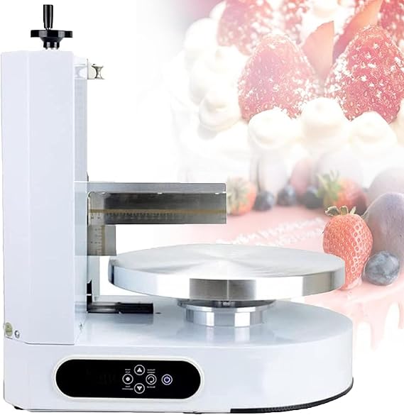 Cake Decorating Coating Machine, Baking Birthday Cake Tools 4-12 inch Automatic Cake Smoothing Coating Machine Cream Coating Filling Machine (White)