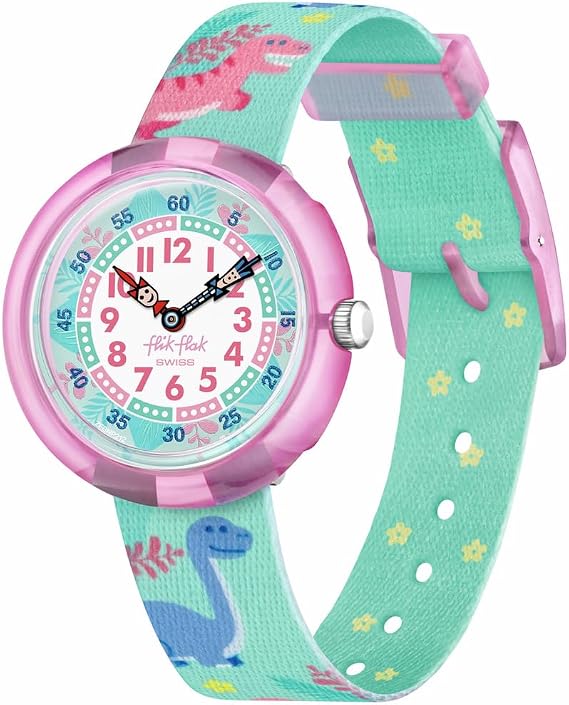 Flik Flak Unisex Kid Watch Biosourced Quartz Waterproof Dino Party