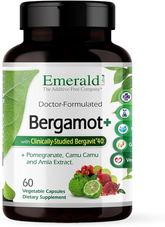EMERALD LABS Bergamot+, 60 Vegetable Capsules (30 Servings) | Supports Metabolism & Heart Health* with Bergamot, Pomegranate, Amla & Camu Camu, Gluten-Free & Vegan