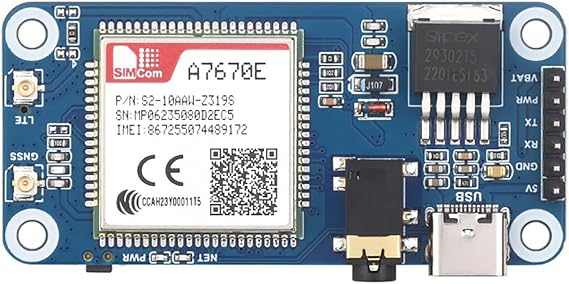 Cat-1/GSM/GPRS/GNSS HAT for Raspberry Pi Raspberry Pi 5 4B+ 4B 3B+ 3B 2B+ Zero W WH Jetson Nano Based On A7670E Module GNSS Positioning Support LTE Cat-1 / 2G
