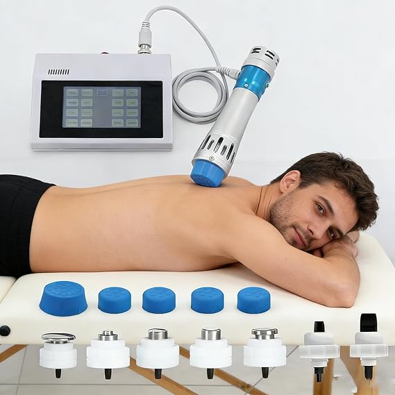 Shock Wave Therapy Machine, Shockwave Therapy Device with 1 Handle and 7 Probes, 10-300MJ Energy Regulation, Adjustable 1-18HZ Frequency, Non-invasive, for Body