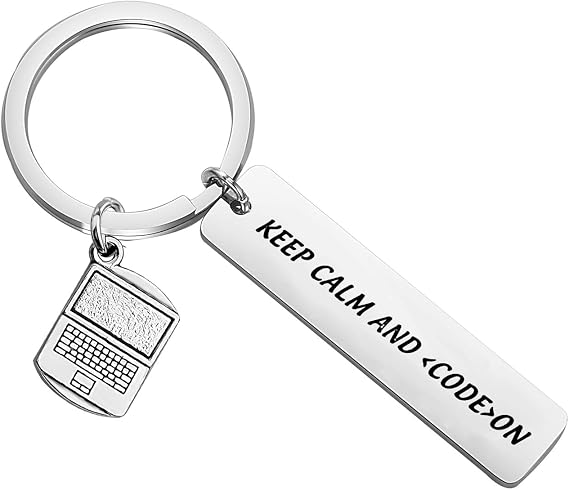 WSNANG Programmer Gift Keep Calm And Code On Keychain Coding Jewelry IT Gift for Software Engineer Student