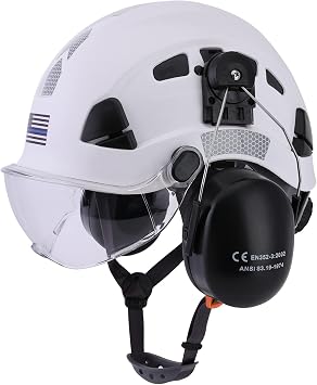 Safety Helmet Hard Hat with Visor and Hearing Protection Vented ANSI Z89.1 Approved Work Helmet for Forestry Chainsaw Arborist Logging Helmet