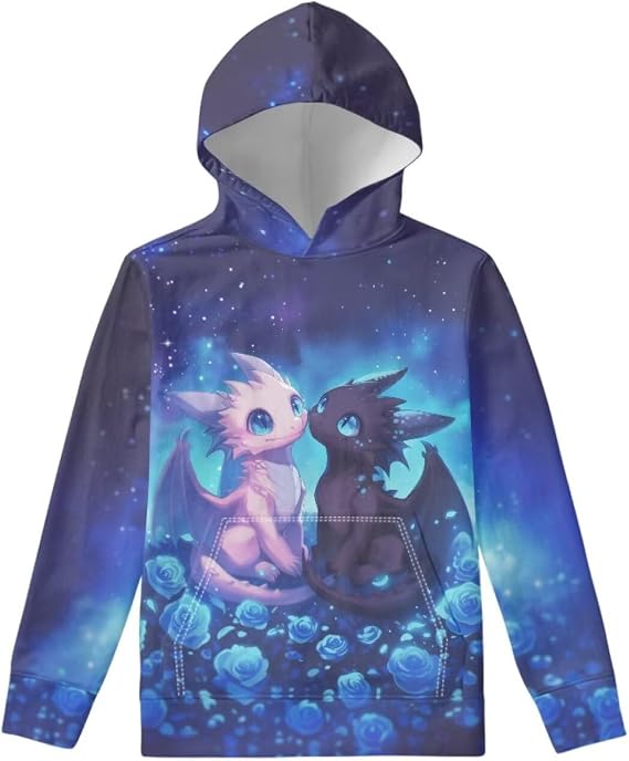 WELLFLYHOM Youth Kids Hoodies for Teens Girls with Pockets Boys Pullover Hooed Sweatshirt Long Sleeve Tops Age 6-16 Years Old