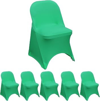 YOUR CHAIR COVERS - 6pcs Emerald Green Spandex Folding Chair Covers for Party Wedding Dining, Fitted Universal Protector