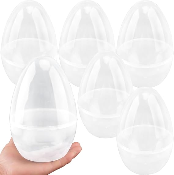 8 Pack 8 Inch Jumbo Fillable Easter Eggs White Plastic Easter Eggs Translucent Empty Large Easter Egg for Kids Surprise Egg Hunt Easter Theme Party Decor