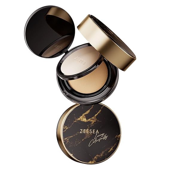 zeesea 2 in 1 Cushion Foundation,Makeup Double Layer Cushion BB Cream &Setting Powder for Oil Control,Tinted Moisturizer,Long-lasting, lvory, 0.32 + 0.18oz (9g + 5g)