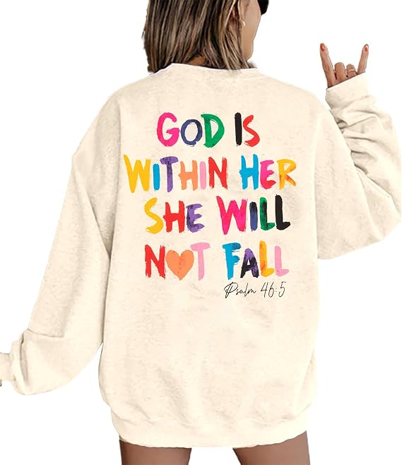 Christian Sweatshirt Women God Is Within Her Pullover Shirt Jesus Tops