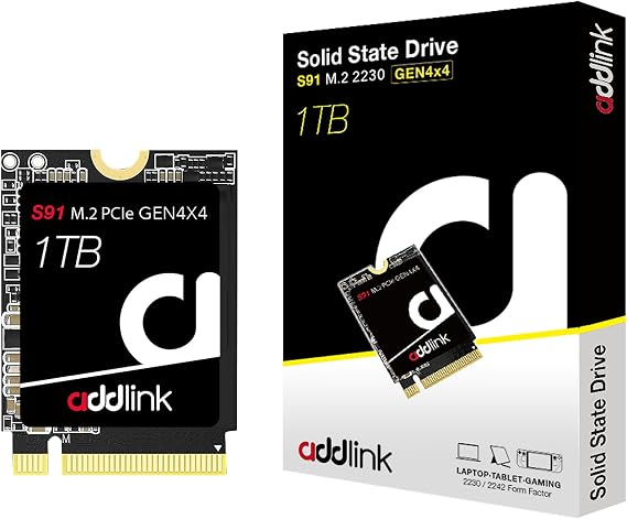 Addlink S91 1TB 2230 NVMe High Performance PCIe Gen4x4 2230 3D NAND SSD - Read Speed up to 4900 MB/s Compatible with Steam Deck, ROG Ally, Laptop, Internal Solid State Drive - (ad1TBS91M2P)