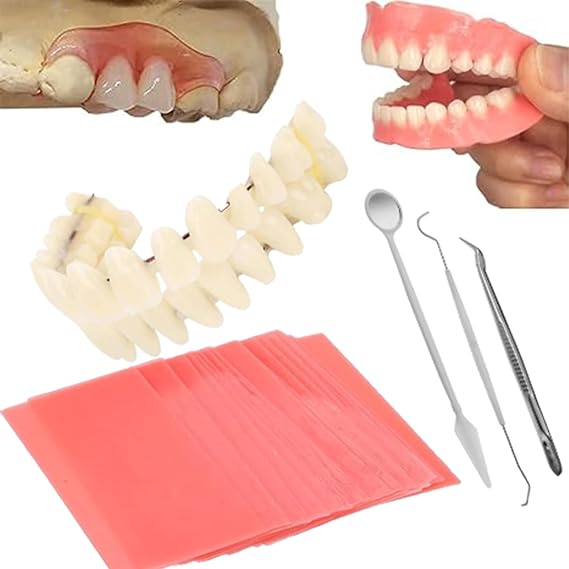DIY denture kit, making partial dentures  dentures kit DIY simulation practice making denture kit, equipped with DIY tool kit and temporary teeth,Create Your Perfect Smile at Home