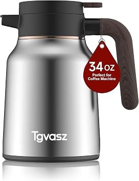34 Oz Carafes for Hot Liquid, Stainless Steel Insulated Vacuum Thermal Coffee Carafes For Keeping Hot, 1 Liter Coffee Dispenser(silver)